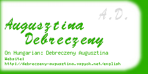 augusztina debreczeny business card